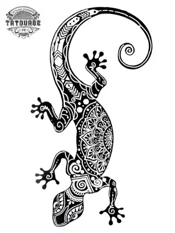 tatouage ephemere polynesien lezard Tatouage éphémère polynésien lézard