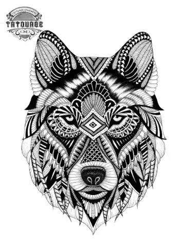 tatouage ephemere polynesien loup Tatouage éphémère polynésien loup