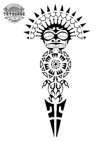 tatouage ephemere polynesien tiki Tatouage éphémère polynésien tiki