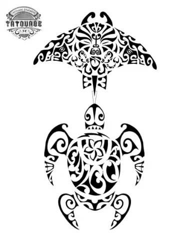 tatouage ephemere raie manta et tortue Tatouage éphémère raie manta et tortue