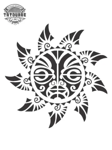 Tatouage éphémère soleil tahitien