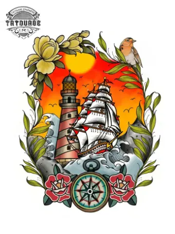 tatouage ephemere style marin Tatouage éphémère style marin