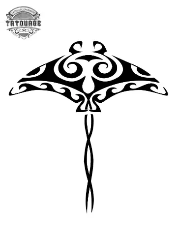 Tatouage éphémère tahitien raie manta