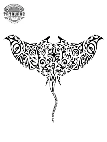 Tatouage éphémère raie tahitien