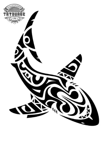 Tatouage éphémère tahitien requin