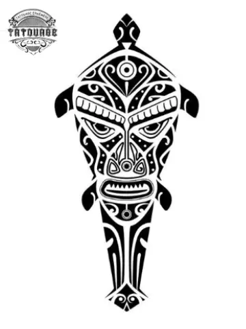 Tatouage éphémère tahitien tiki