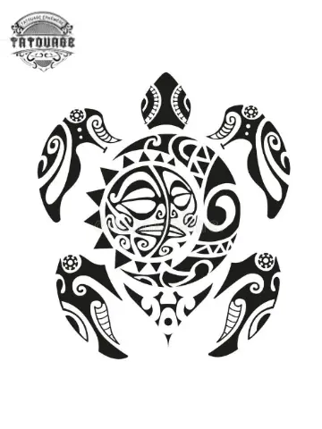 Tatouage éphémère tahitien tortue
