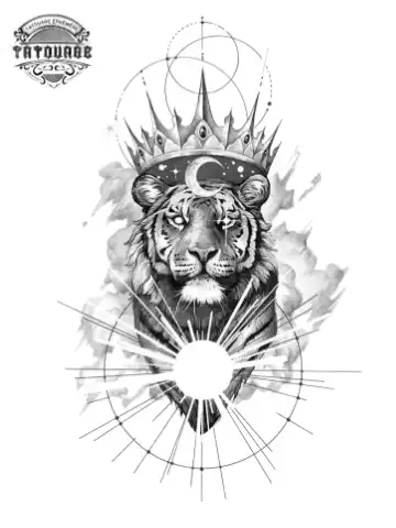 tatouage ephemere tigre avec couronne Tatouage éphémère tigre avec couronne