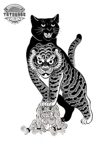 tatouage ephemere tigre chat Tatouage éphémère tigre chat