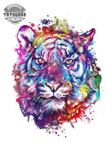 Tatouage éphémère tigre couleur