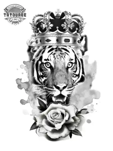 tatouage ephemere tigre couronne Tatouage éphémère tigre couronne