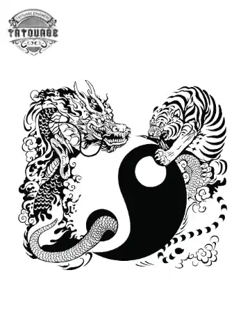 tatouage ephemere tigre et dragon japonais Tatouage éphémère tigre et dragon japonais