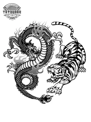 Tatouage éphémère tigre et dragon