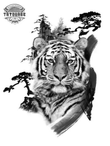 tatouage ephemere tigre foret Tatouage éphémère tigre forêt