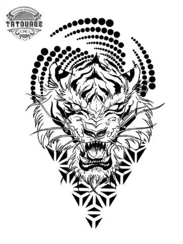Tatouage éphémère tigre géométrique