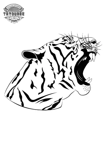 tatouage ephemere tigre gueule ouverte Tatouage éphémère tigre gueule ouverte