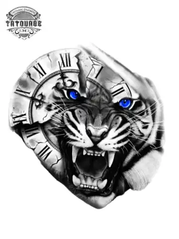tatouage ephemere tigre horloge Tatouage éphémère tigre horloge