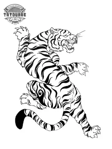 Tatouage éphémère tigre japonais noir et blanc