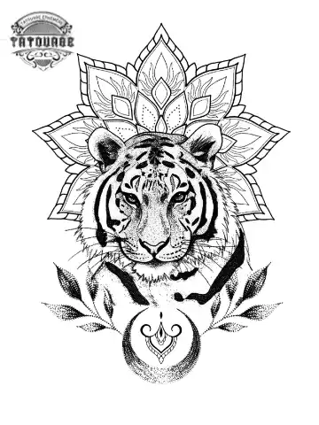 Tatouage éphémère tigre mandala