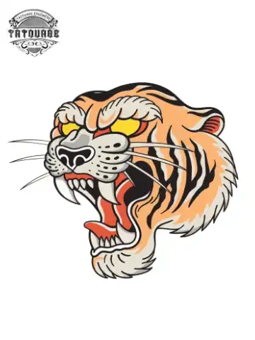 Tatouage éphémère tigre old school