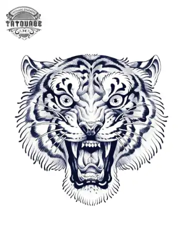 tatouage ephemere tigre qui rugit Tatouage éphémère tigre qui rugit