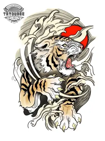 tatouage ephemere tigre style japonais Tatouage éphémère tigre style japonais