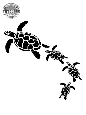 tatouage ephemere tortue famille Tatouage éphémère tortue famille