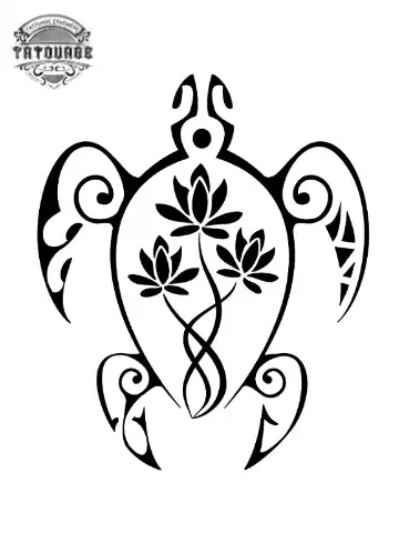 tatouage ephemere tortue fleur de lotus Tatouage éphémère tortue fleur de lotus