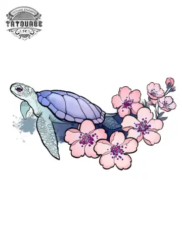 tatouage ephemere tortue fleur Tatouage éphémère tortue fleur