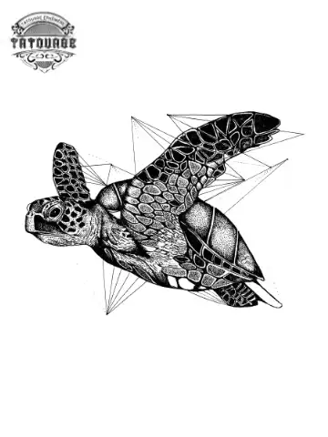 tatouage ephemere tortue geometrique Tatouage éphémère tortue géométrique