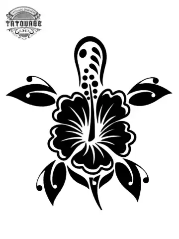 Tatouage éphémère tortue hibiscus