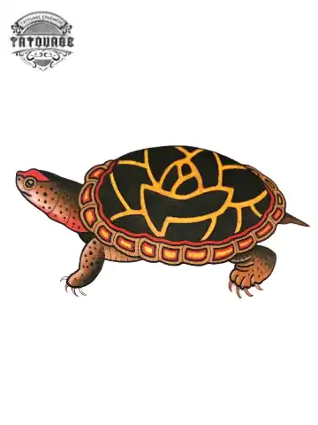tatouage ephemere tortue old school Tatouage éphémère tortue old school
