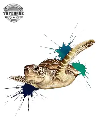 tatouage ephemere tortue stylise Tatouage éphémère tortue stylisé