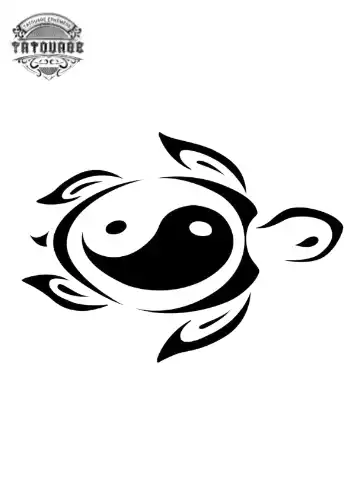tatouage ephemere tortue yin yang Tatouage éphémère tortue yin yang