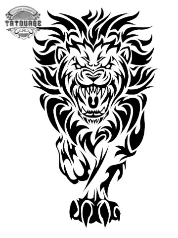Tatouage éphémère tribal lion