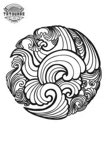 tatouage ephemere vague mandala Tatouage éphémère vague mandala
