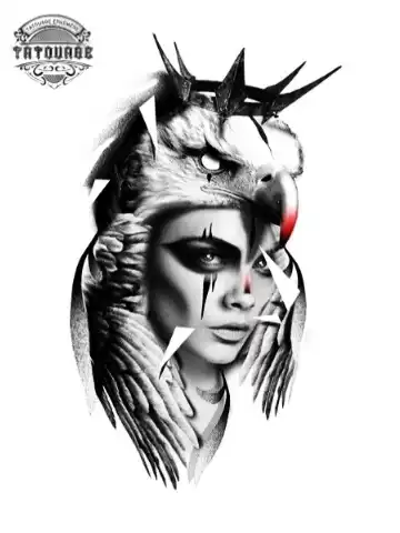 tatouage ephemere visage aigle Tatouage éphémère visage aigle