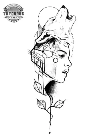 Tatouage éphémère visage loup
