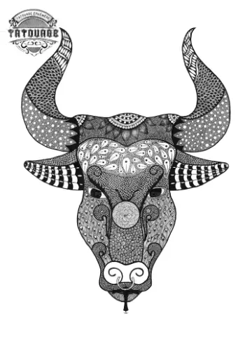 Tatouage éphémère taureau mandala