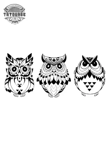 tatouage ephemere 3 hibou Tatouage éphémère 3 hibou