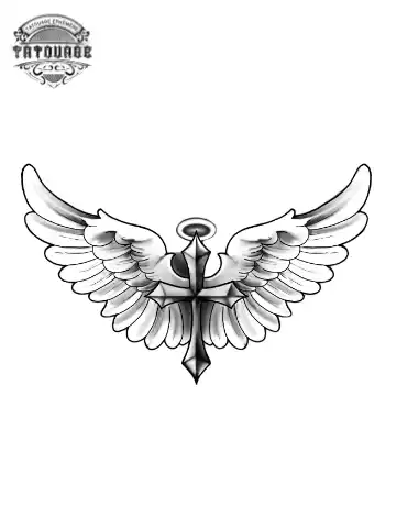 tatouage ephemere aile croix Tatouage éphémère aile croix
