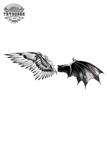tatouage ephemere aile mi ange mi demon Tatouage éphémère aile mi ange mi démon
