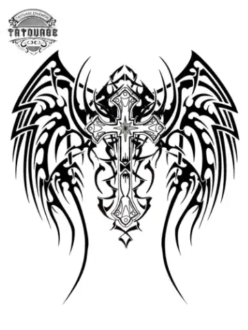 tatouage ephemere ailes et croix Tatouage éphémère ailes et croix