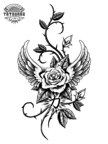 tatouage ephemere ailes et rose Tatouage éphémère ailes et rose