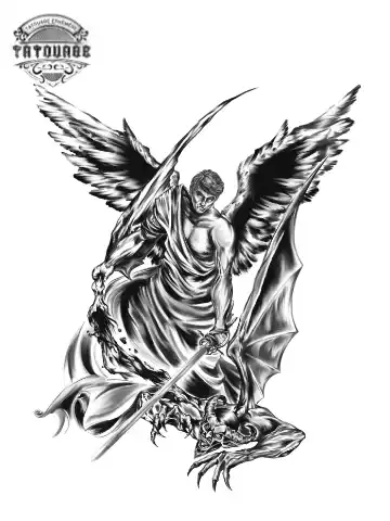 tatouage ephemere ange avec ombrage Tatouage éphémère ange avec ombrage