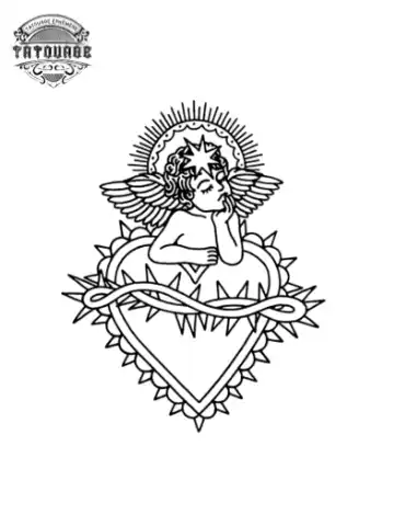 Tatouage éphémère ange coeur