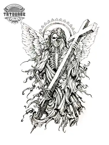 Tatouage éphémère ange de la mort