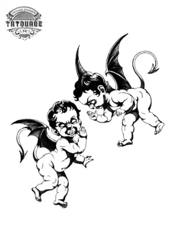 Tatouage éphémère ange démon
