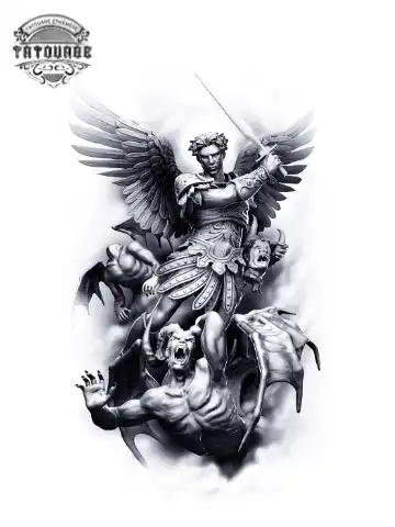 Tatouage éphémère ange guerrier