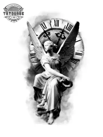 tatouage ephemere ange horloge Tatouage éphémère ange horloge